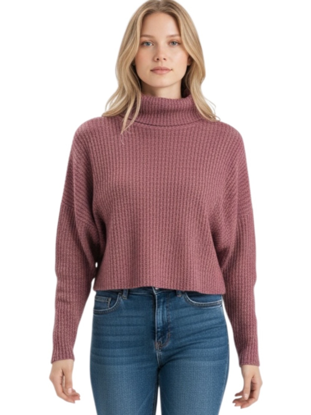 Forever 21 Rose Mauve Turtleneck Knit Sweater